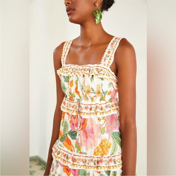 Farm Rio Macaw Bloom ruffle dress size small - Picture 5 of 11